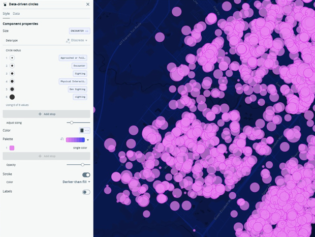 Oakville Coyote Data [Data-driven Circles]
