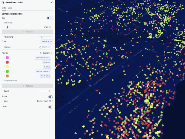 Oakville Coyote Data [Data-driven Circles]